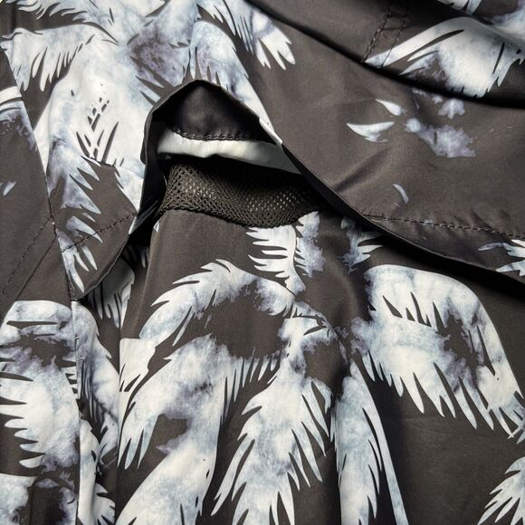 Forever 21 Men Full Zip Hooded Windbreaker Jacket Mens Size Medium Blue Tropical - Picture 12 of 13